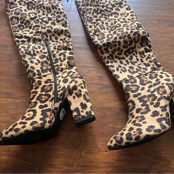 New Leopard Print Thigh High Boots Size 10 - Picture 5 of 9